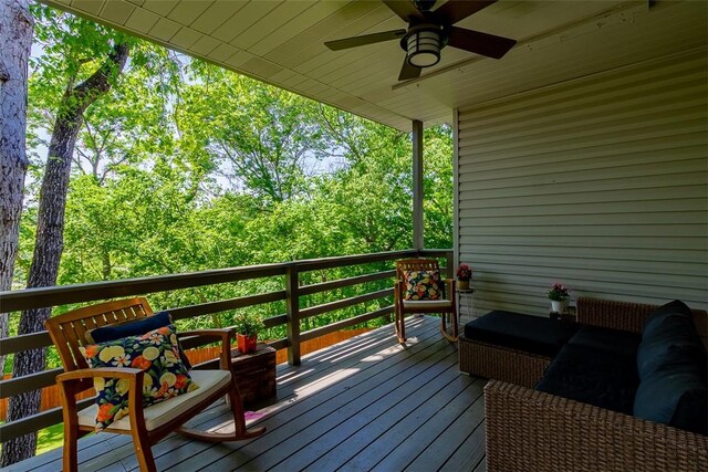 2507 NW Linebarger Ln, Bentonville, AR 72712 - wooden terrace featuring a ceiling fan