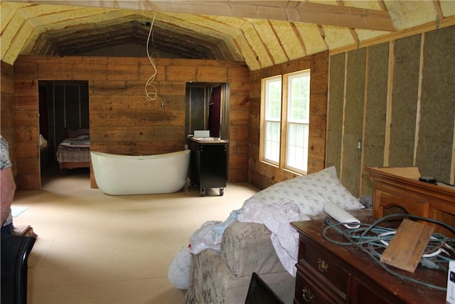 1739 Mc 6070, Flippin, AR 72634 - bedroom featuring vaulted ceiling and wood walls