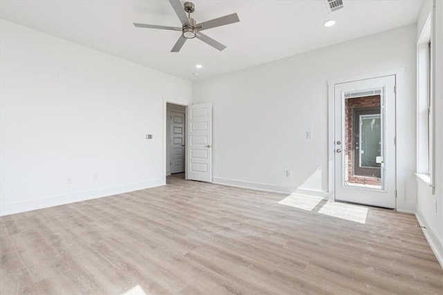 6601 SW Acacia St, Bentonville, AR 72713 - empty room with light wood-style flooring, baseboards, recessed lighting, and a ceiling fan