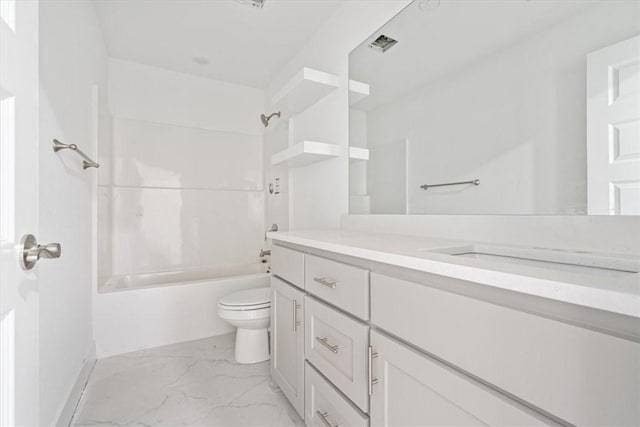 6601 SW Acacia St, Bentonville, AR 72713 - full bath featuring toilet, marble look tiles, vanity, and bathing tub / shower combination