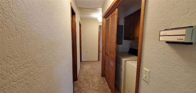 8 Mindy Ln, Bella Vista, AR 72715 - hall featuring a textured wall, washer / dryer, and carpet