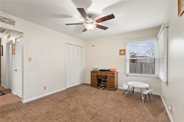 928 S Maple St, Siloam Springs, AR 72761 - office featuring carpet flooring, ceiling fan, and baseboards
