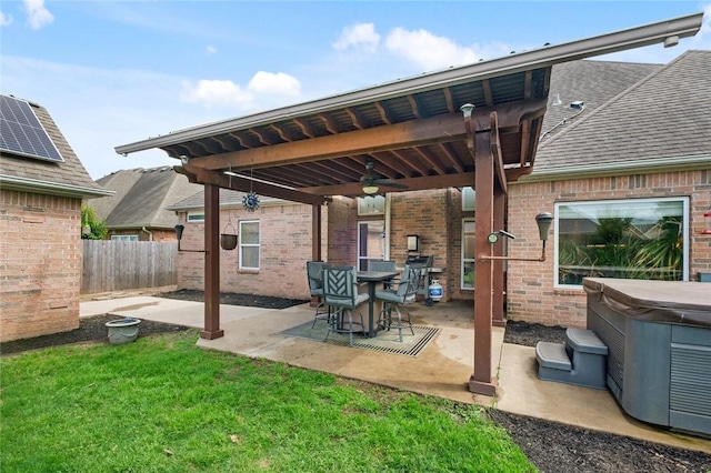 4005 Lyndale Dr, Rogers, AR 72758 - view of patio / terrace with ceiling fan and a hot tub