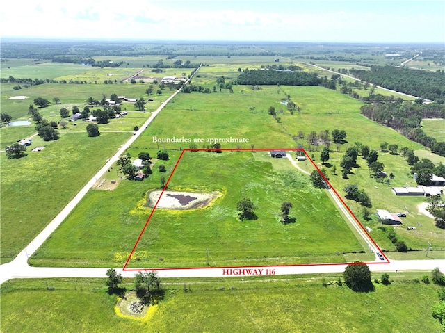 13865 State Highway 116, Colcord, OK 74338 - aerial view of sparsely populated area with property parcel outlined and a pastoral area