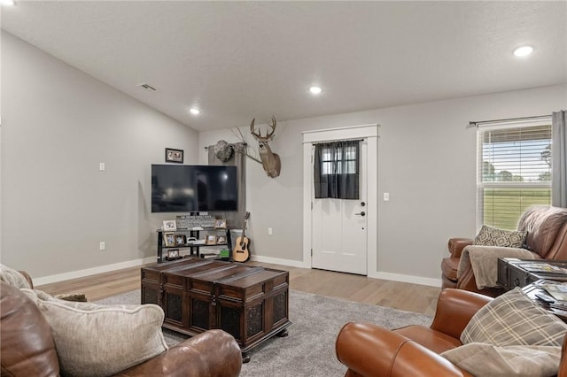 13865 State Highway 116, Colcord, OK 74338 - living area with light wood-style flooring, baseboards, and recessed lighting