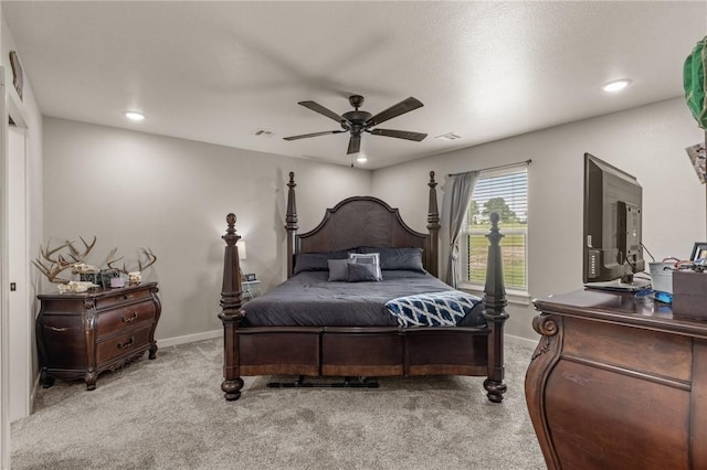 13865 State Highway 116, Colcord, OK 74338 - bedroom with carpet flooring, recessed lighting, ceiling fan, and baseboards