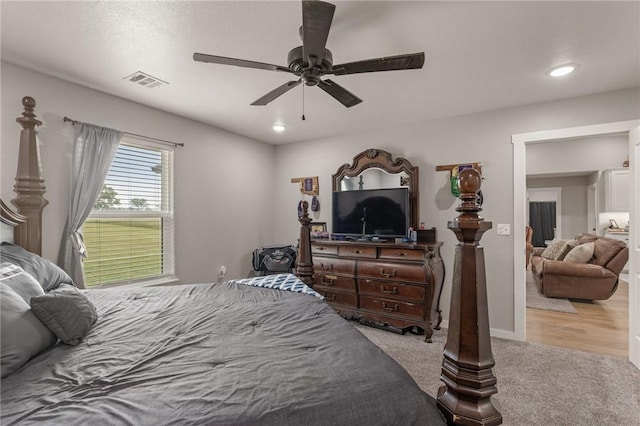 13865 State Highway 116, Colcord, OK 74338 - carpeted bedroom featuring ceiling fan, recessed lighting, and baseboards