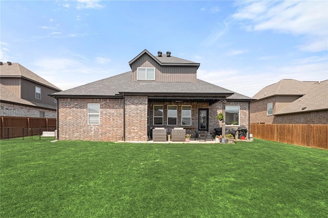 120 Bequette Ln, Centerton, AR 72719 - rear view of property with a patio, brick siding, and a shingled roof