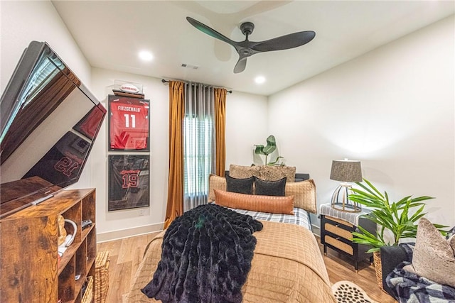 852 Round Top St, Prairie Grove, AR 72753 - bedroom featuring wood finished floors, recessed lighting, baseboards, and a ceiling fan