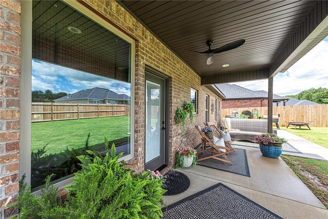 852 Round Top St, Prairie Grove, AR 72753 - view of patio featuring a ceiling fan and outdoor lounge area