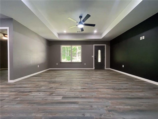 2103 Highland Ct, Dardanelle, AR 72834 - unfurnished room with a ceiling fan, wood finished floors, and baseboards