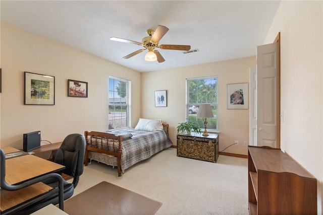 33 Holiday Island Dr, Holiday Island, AR 72631 - carpeted bedroom with an office area and a ceiling fan