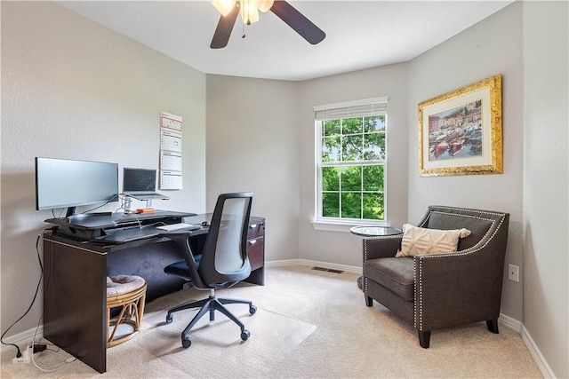 4730 Woodside Ln, Springdale, AR 72762 - office area featuring ceiling fan, baseboards, and carpet floors