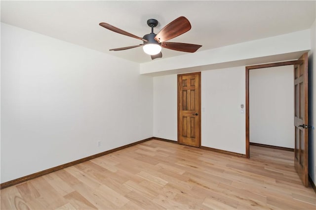 1640 N Boston Pl, Fayetteville, AR 72703 - unfurnished bedroom featuring light wood finished floors, baseboards, and ceiling fan