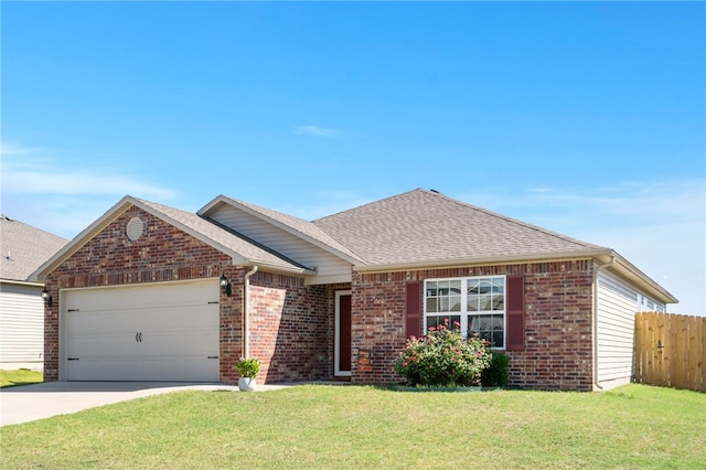 2405 Maplewood Ave, Lowell, AR 72745 - ranch-style house featuring brick siding, a garage, concrete driveway, and roof with shingles