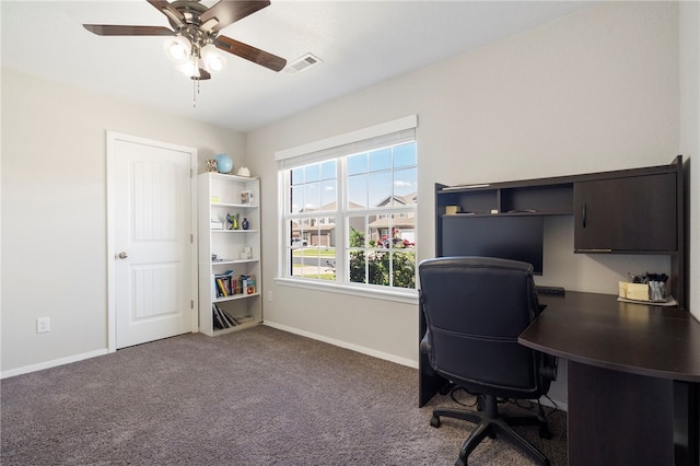 2405 Maplewood Ave, Lowell, AR 72745 - office area with baseboards, ceiling fan, and carpet flooring
