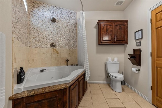 15100 Railroad Cut Rd, Rogers, AR 72756 - bathroom with tile patterned floors, toilet, baseboards, and a combined bath / shower with jetted tub