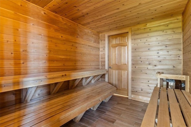 15100 Railroad Cut Rd, Rogers, AR 72756 - relaxing sauna / steam room with wooden walls, wooden ceiling, and wood finished floors