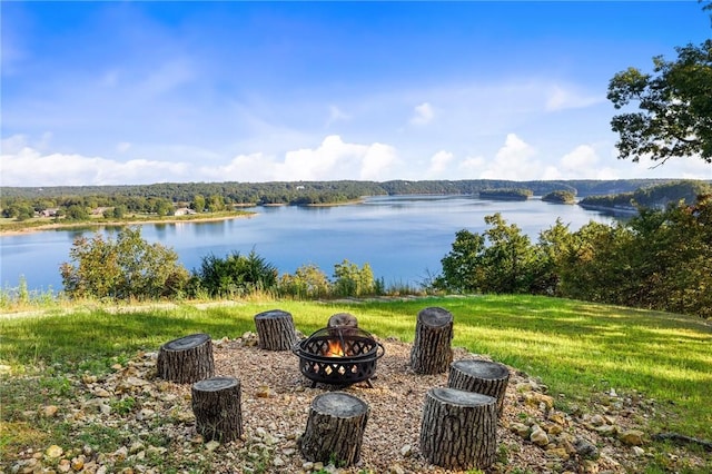 15100 Railroad Cut Rd, Rogers, AR 72756 - water view featuring a fire pit