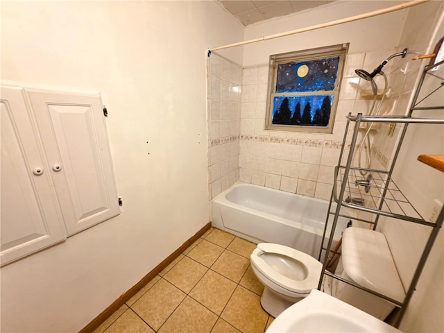 316 Napier Ave, Fayetteville, AR 72701 - full bathroom with toilet, tile patterned floors, baseboards, and shower / tub combination