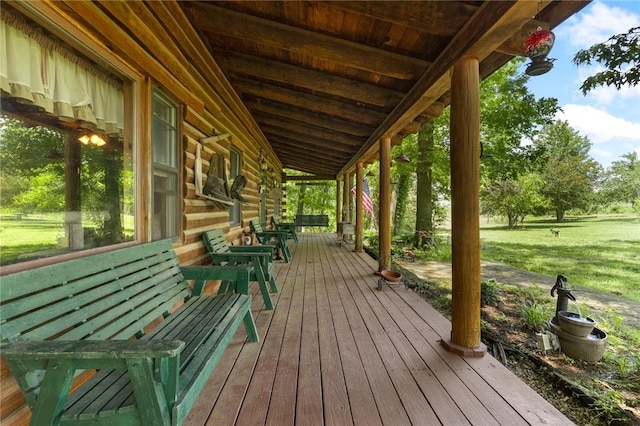 5287 Forgeson Rd, Harrison, AR 72601 - wooden terrace with a lawn