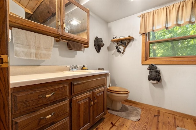 5287 Forgeson Rd, Harrison, AR 72601 - bathroom with wood finished floors, vanity, toilet, and baseboards