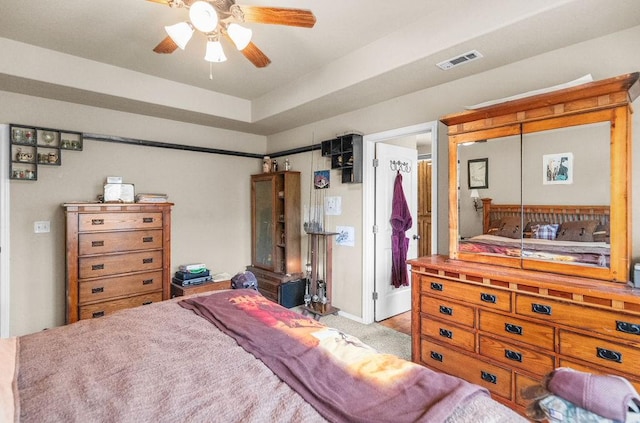 4007 W Song Bird Pl, Fayetteville, AR 72704 - carpeted bedroom with a walk in closet, a ceiling fan, and a closet