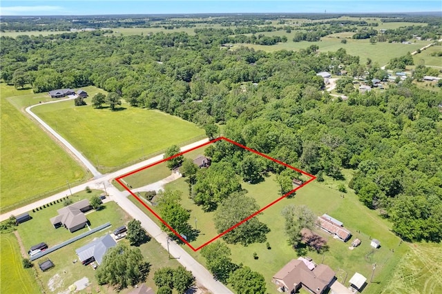 1480 Dallas St, Gravette, AR 72736 - aerial overview of property's location featuring property boundaries highlighted and a heavily wooded area