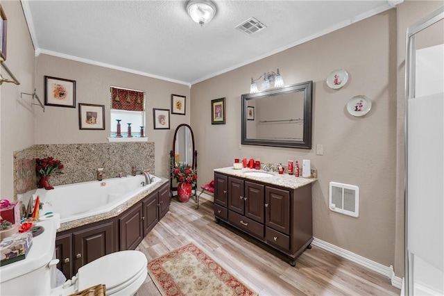1480 Dallas St, Gravette, AR 72736 - full bath with toilet, crown molding, wood finished floors, a bath, and vanity
