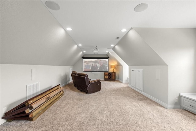 1699 E Bowen Blvd, Fayetteville, AR 72703 - cinema with carpet, vaulted ceiling, baseboards, and recessed lighting