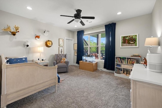 1699 E Bowen Blvd, Fayetteville, AR 72703 - carpeted bedroom featuring recessed lighting and a ceiling fan