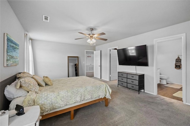 904 SW Loudon Dr, Bentonville, AR 72712 - bedroom featuring carpet floors, ceiling fan, and connected bathroom