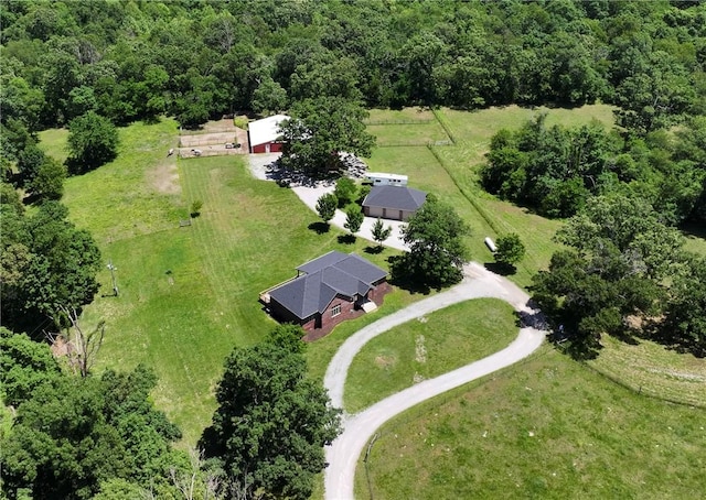 15071 Crossover Rd, Gravette, AR 72736 - aerial overview of property's location with a heavily wooded area and rural landscape