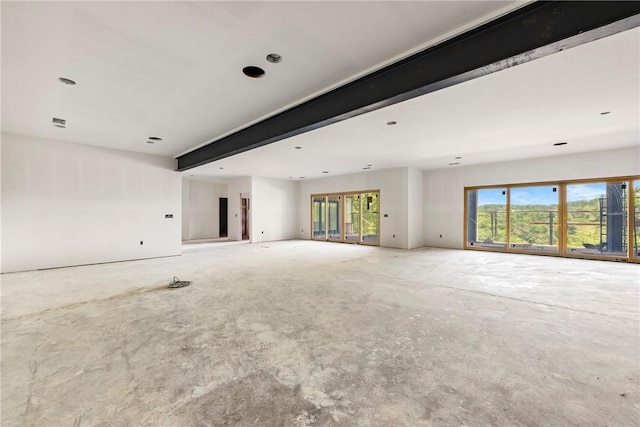 15903 Hawks Landing Dr, Rogers, AR 72756 - unfurnished living room featuring beam ceiling