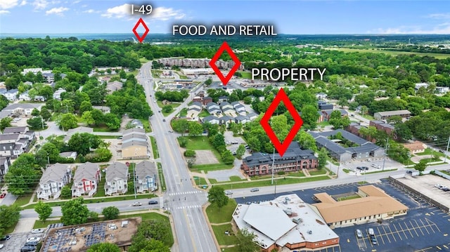 1115 N Leverett Ave Unit 102, Fayetteville, AR 72703 - aerial view of property's location with nearby suburban area