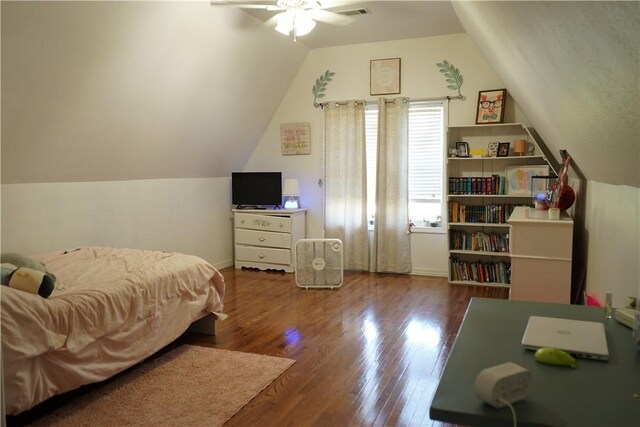 2655 S Elmira Ave, Russellville, AR 72802 - bedroom with wood finished floors, lofted ceiling, and a ceiling fan