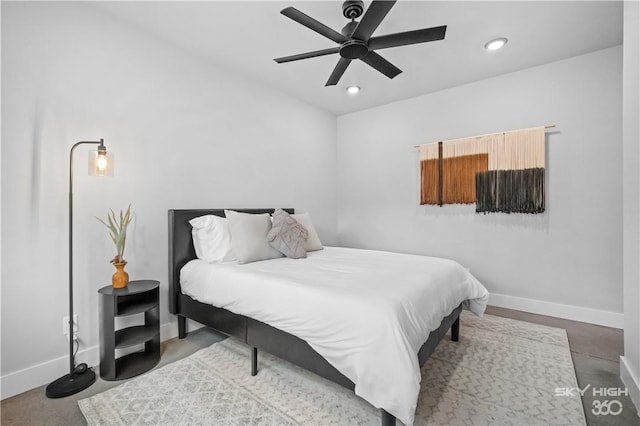 8775 Falls Hollow Rd, Rogers, AR 72756 - bedroom with baseboards, recessed lighting, and ceiling fan