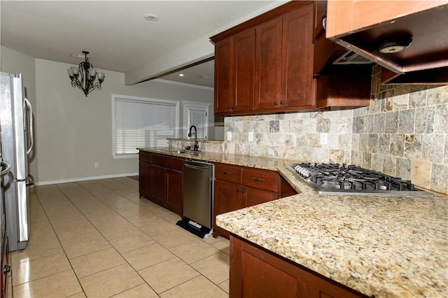 904 SW Caprington St, Bentonville, AR 72712 - kitchen with appliances with stainless steel finishes, a sink, baseboards, tasteful backsplash, and beam ceiling