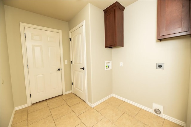 904 SW Caprington St, Bentonville, AR 72712 - washroom with hookup for an electric dryer, hookup for a washing machine, light tile patterned flooring, and baseboards