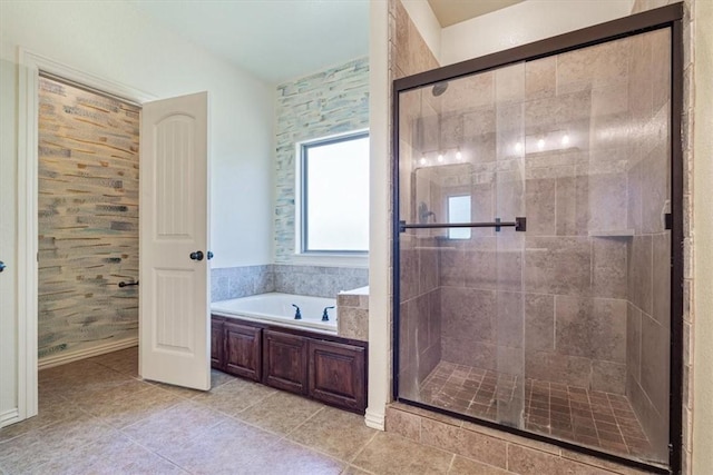 11029 Coleman Ct, Farmington, AR 72730 - full bathroom with a bath, a shower stall, and tile patterned flooring