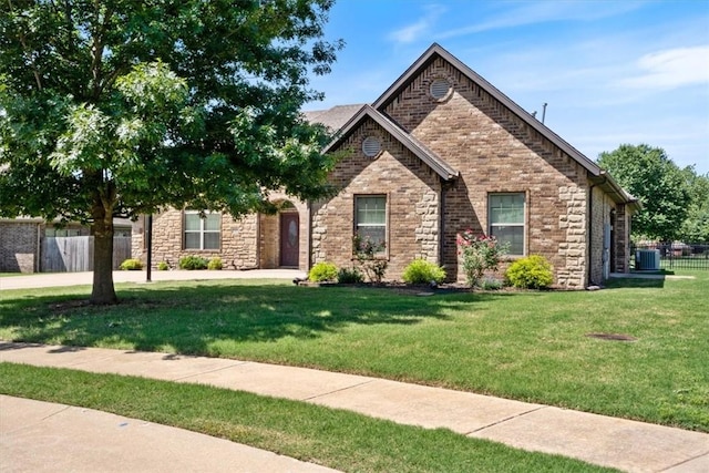 11029 Coleman Ct, Farmington, AR 72730 - view of front facade with central AC, stone siding, and brick siding