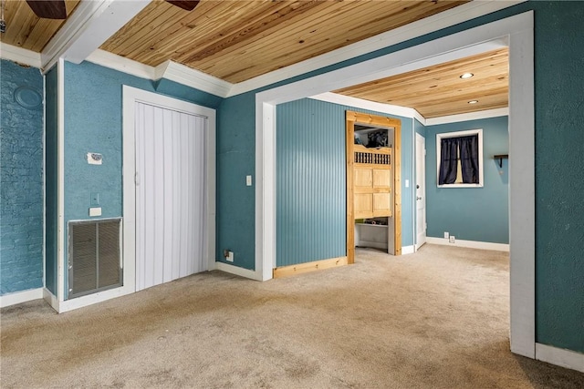19574 Sonora Rd, Springdale, AR 72764 - unfurnished bedroom with wooden ceiling, ornamental molding, carpet, and baseboards