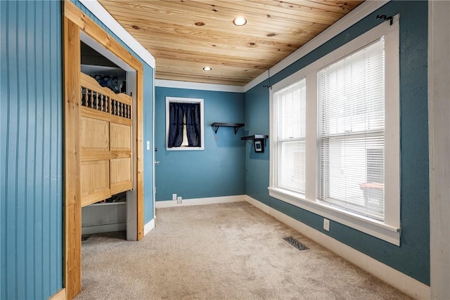 19574 Sonora Rd, Springdale, AR 72764 - carpeted spare room featuring wooden ceiling, recessed lighting, and baseboards