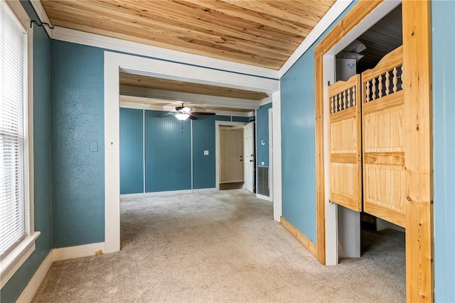 19574 Sonora Rd, Springdale, AR 72764 - corridor with carpet flooring, wood ceiling, and baseboards