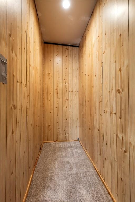 19574 Sonora Rd, Springdale, AR 72764 - spare room featuring wooden walls, carpet floors, and elevator