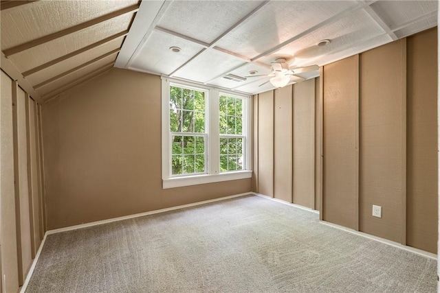 19574 Sonora Rd, Springdale, AR 72764 - additional living space featuring ceiling fan, lofted ceiling, and carpet flooring