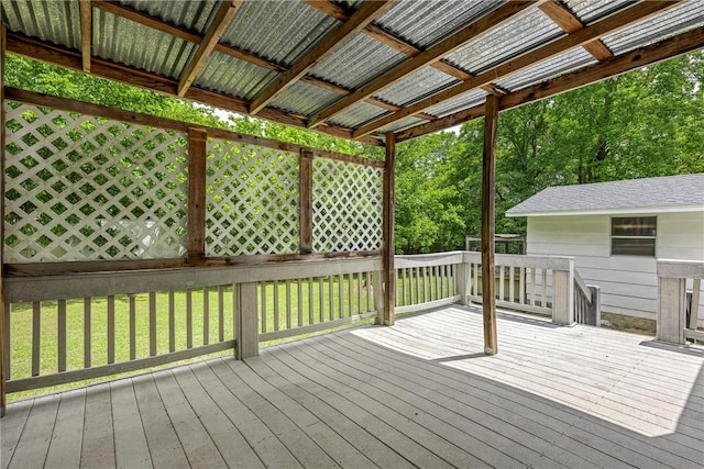 19574 Sonora Rd, Springdale, AR 72764 - wooden terrace with view of wooded area