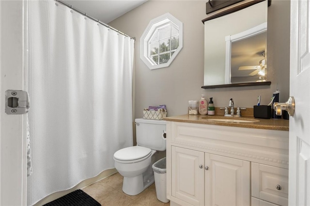 1525 Meadow Ct, Green Forest, AR 72638 - full bathroom with toilet, vanity, a shower with curtain, and tile patterned flooring
