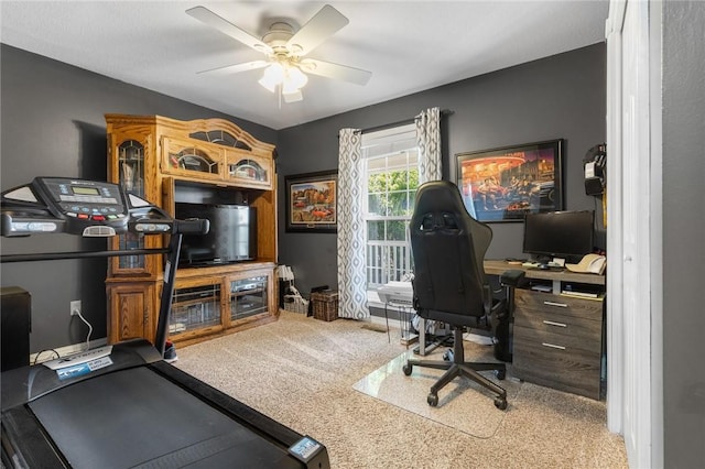 1525 Meadow Ct, Green Forest, AR 72638 - home office featuring carpet and ceiling fan