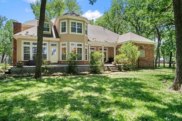 1325 Avery Pl, Siloam Springs, AR 72761 - back of house featuring a chimney and a shingled roof
